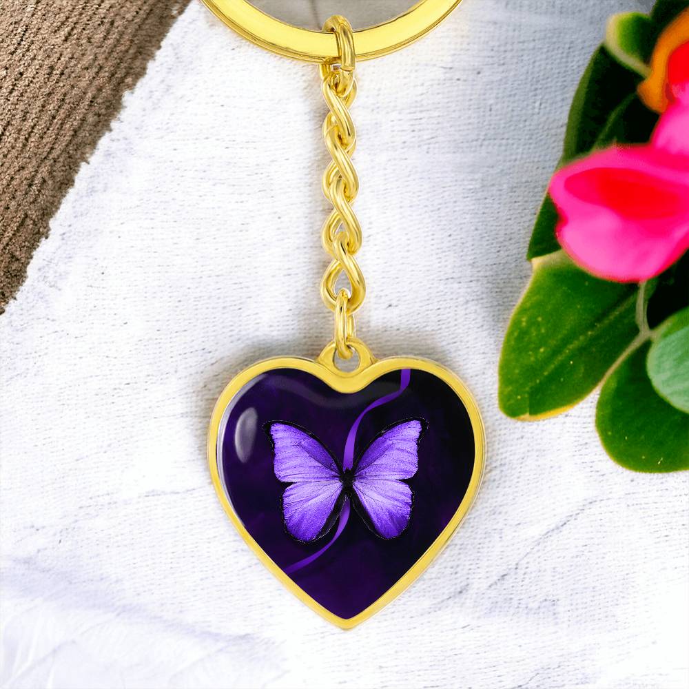 Purple Butterfly Seizure Awareness Keychain