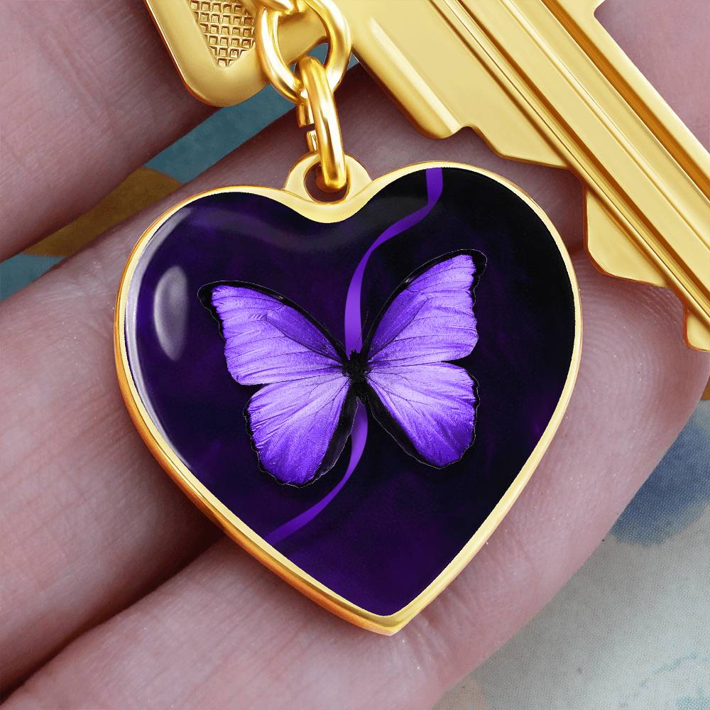 Purple Butterfly Seizure Awareness Keychain