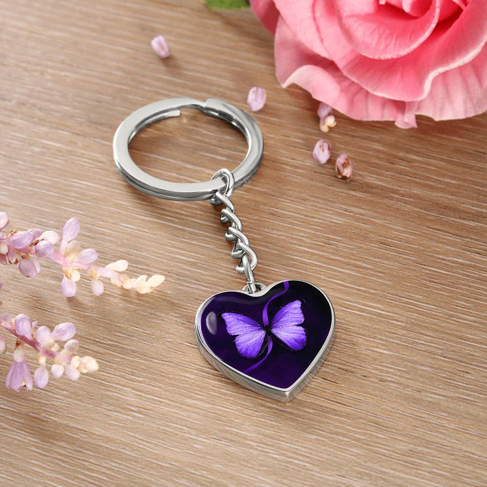 Purple Butterfly Seizure Awareness Keychain