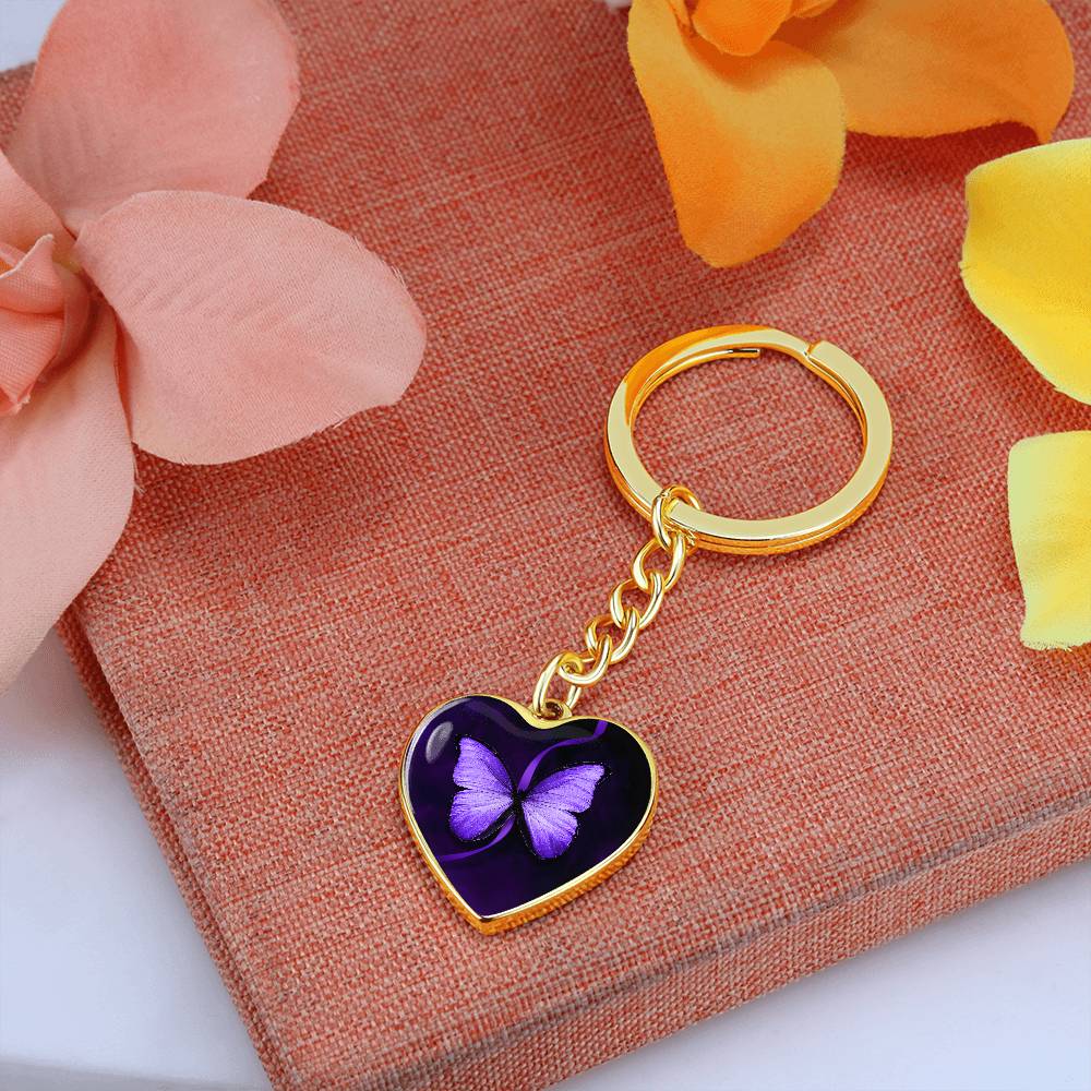 Purple Butterfly Seizure Awareness Keychain
