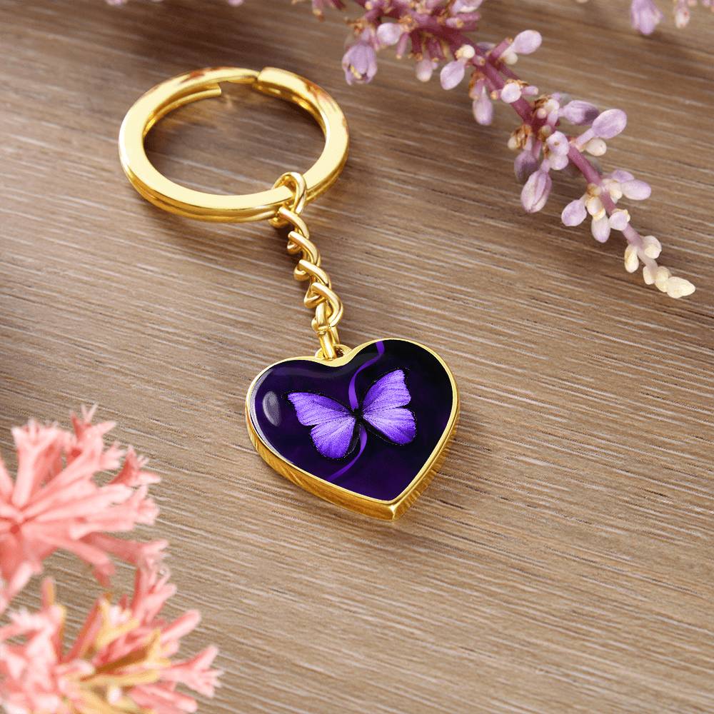 Purple Butterfly Seizure Awareness Keychain