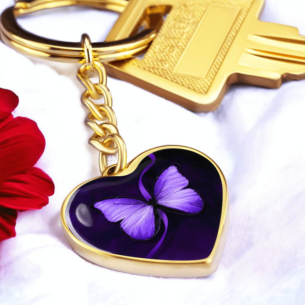 Purple Butterfly Seizure Awareness Keychain