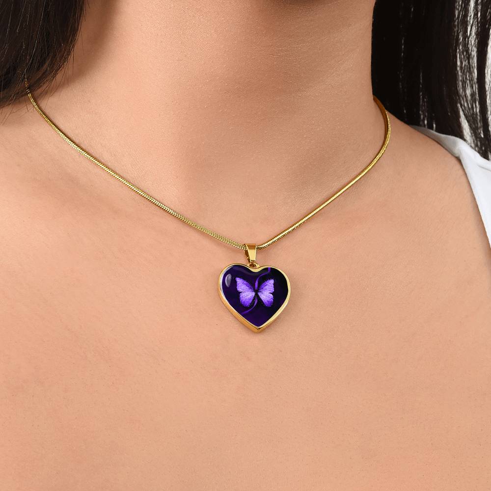Purple Butterfly Seizure Awareness Necklace