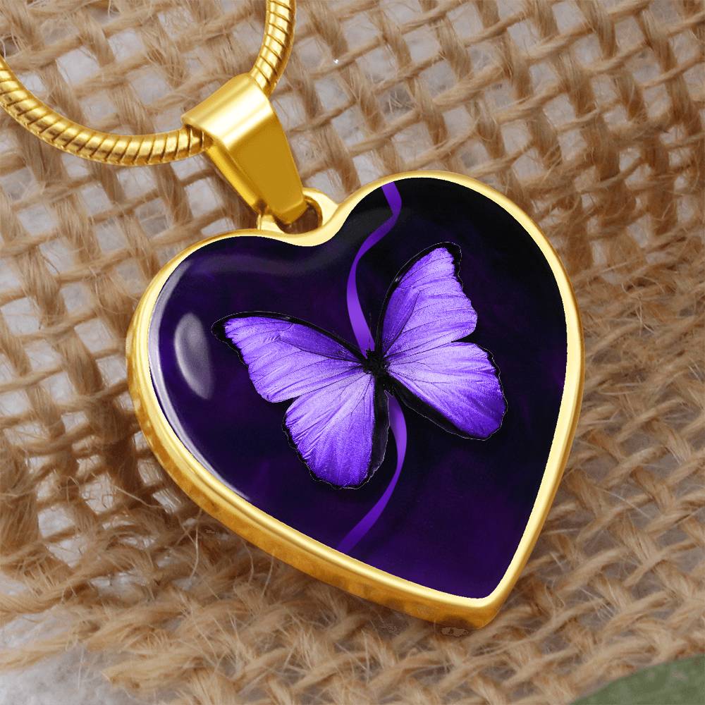 Purple Butterfly Seizure Awareness Necklace