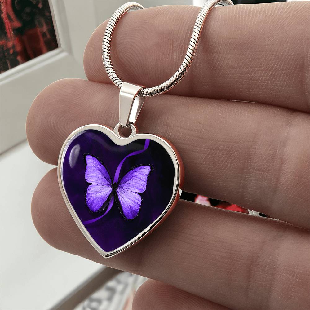 Purple Butterfly Seizure Awareness Necklace