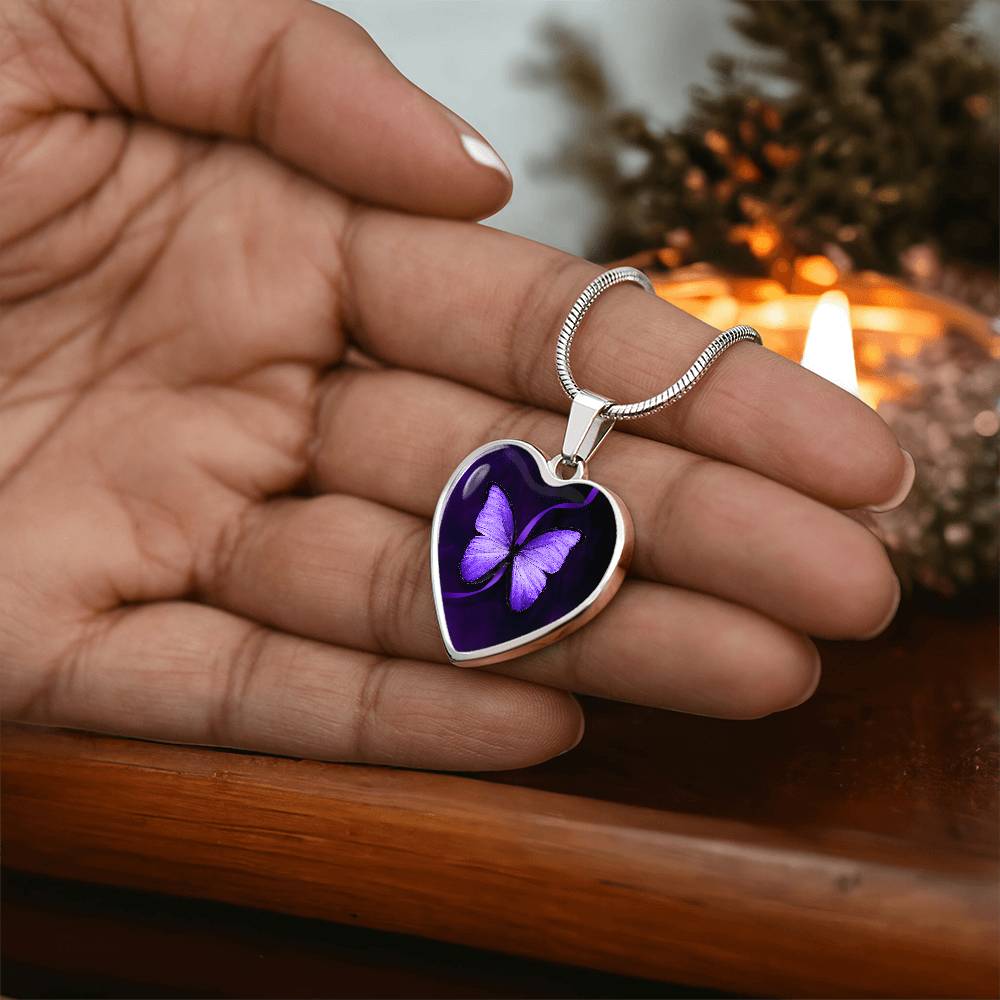Purple Butterfly Seizure Awareness Necklace