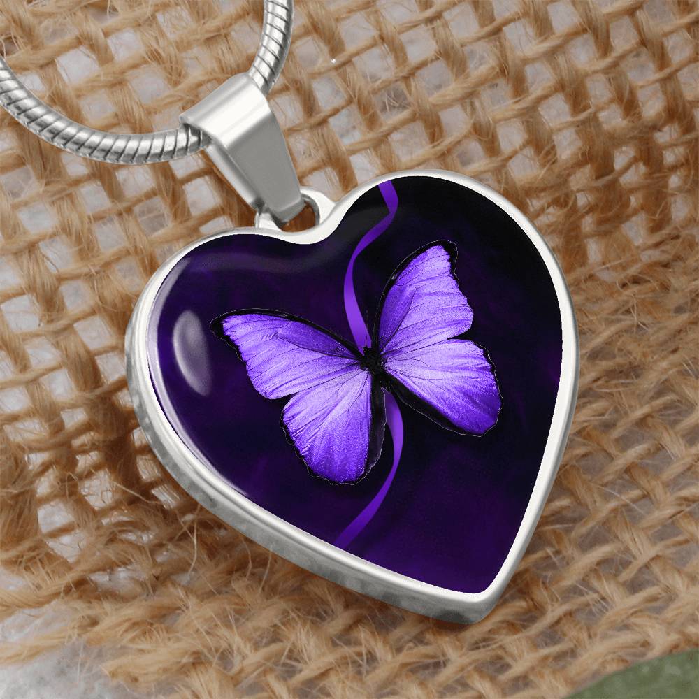 Purple Butterfly Seizure Awareness Necklace