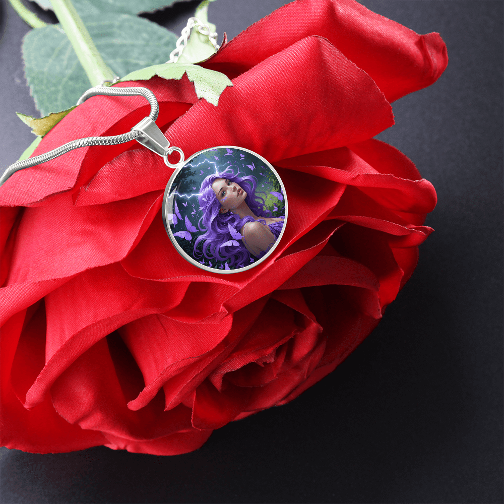 Purple Butterfly Warrior Pendant Necklace
