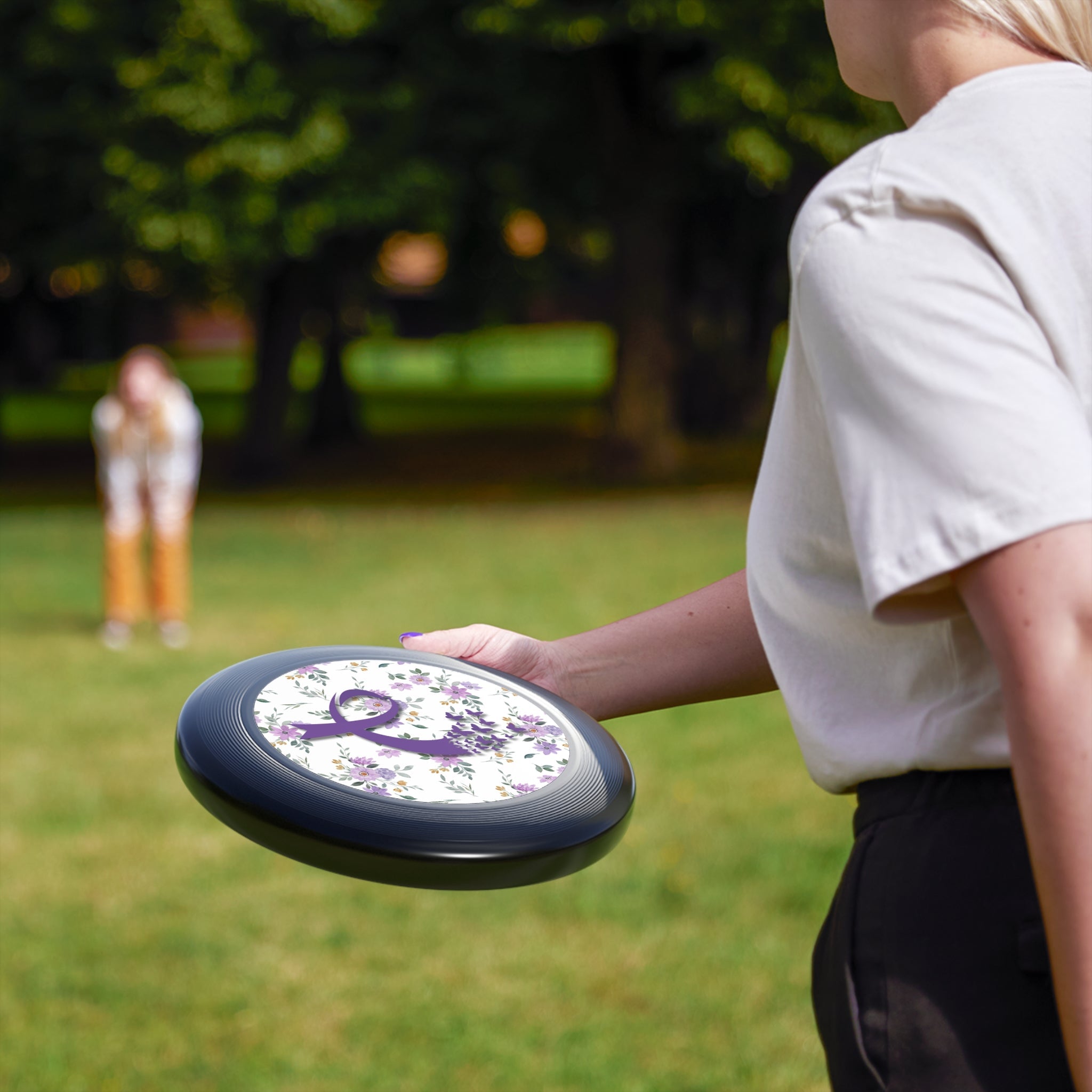Purple Floral Ribbon Flying Disc | Outdoor Fun & Awareness