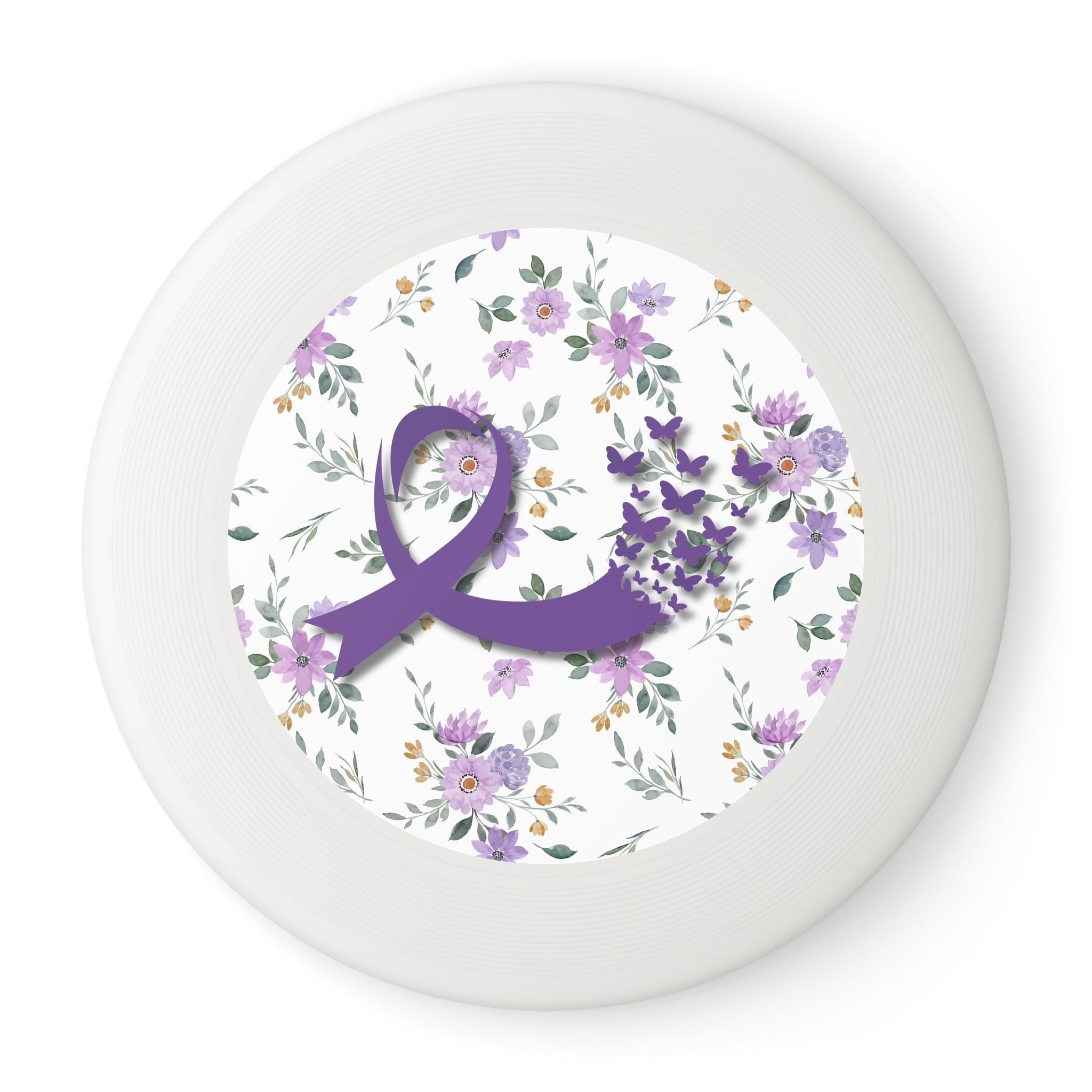 Purple Floral Ribbon Flying Disc | Outdoor Fun & Awareness