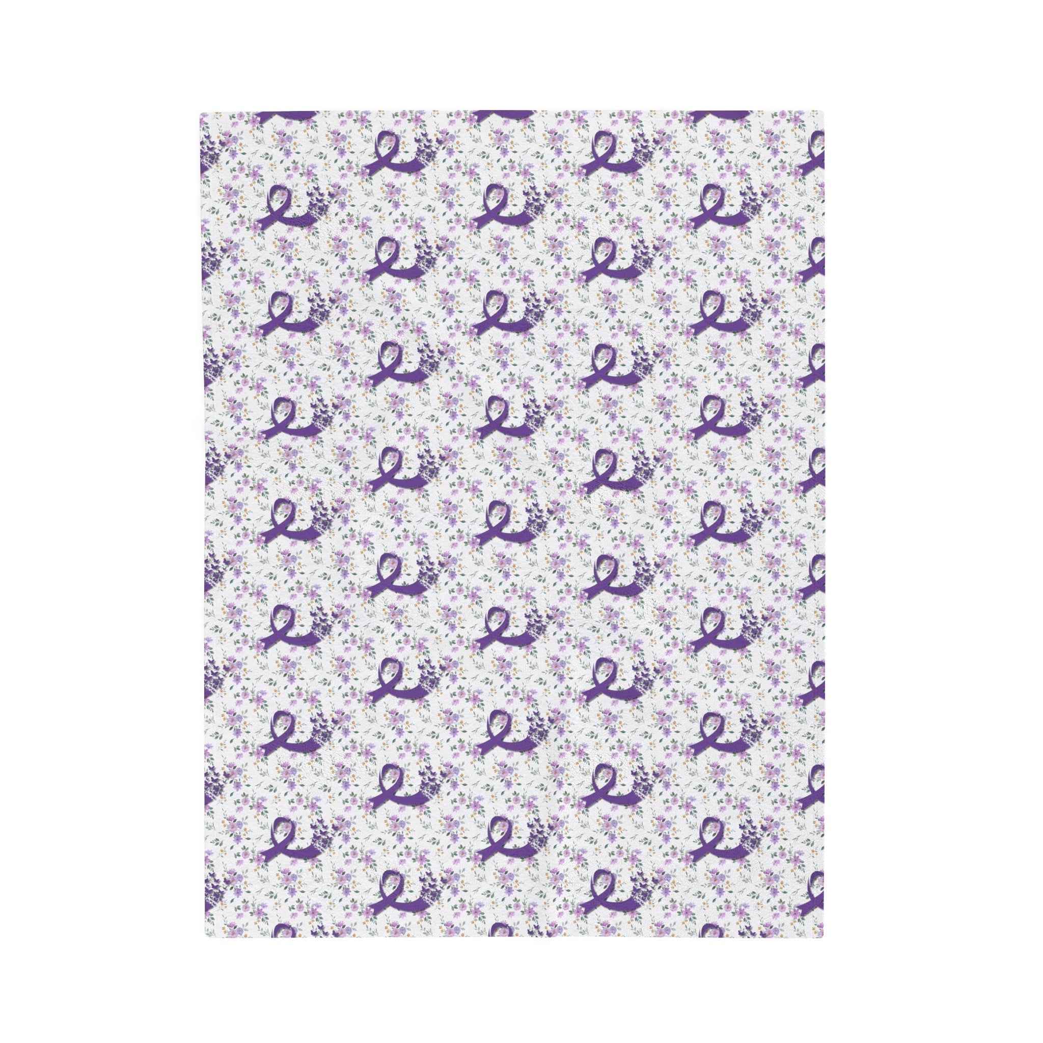 Purple Flowers Epilepsy Awareness Velveteen Plush Blanket