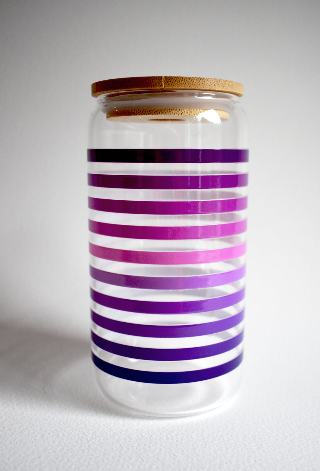 Purple Ombre Lines 16 oz. Glass Cup
