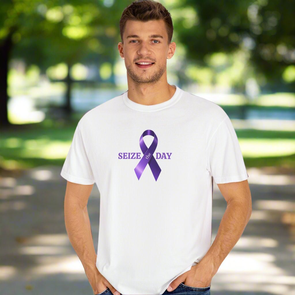 Purple Ribbon Seize the Day Tee for Epilepsy Awareness