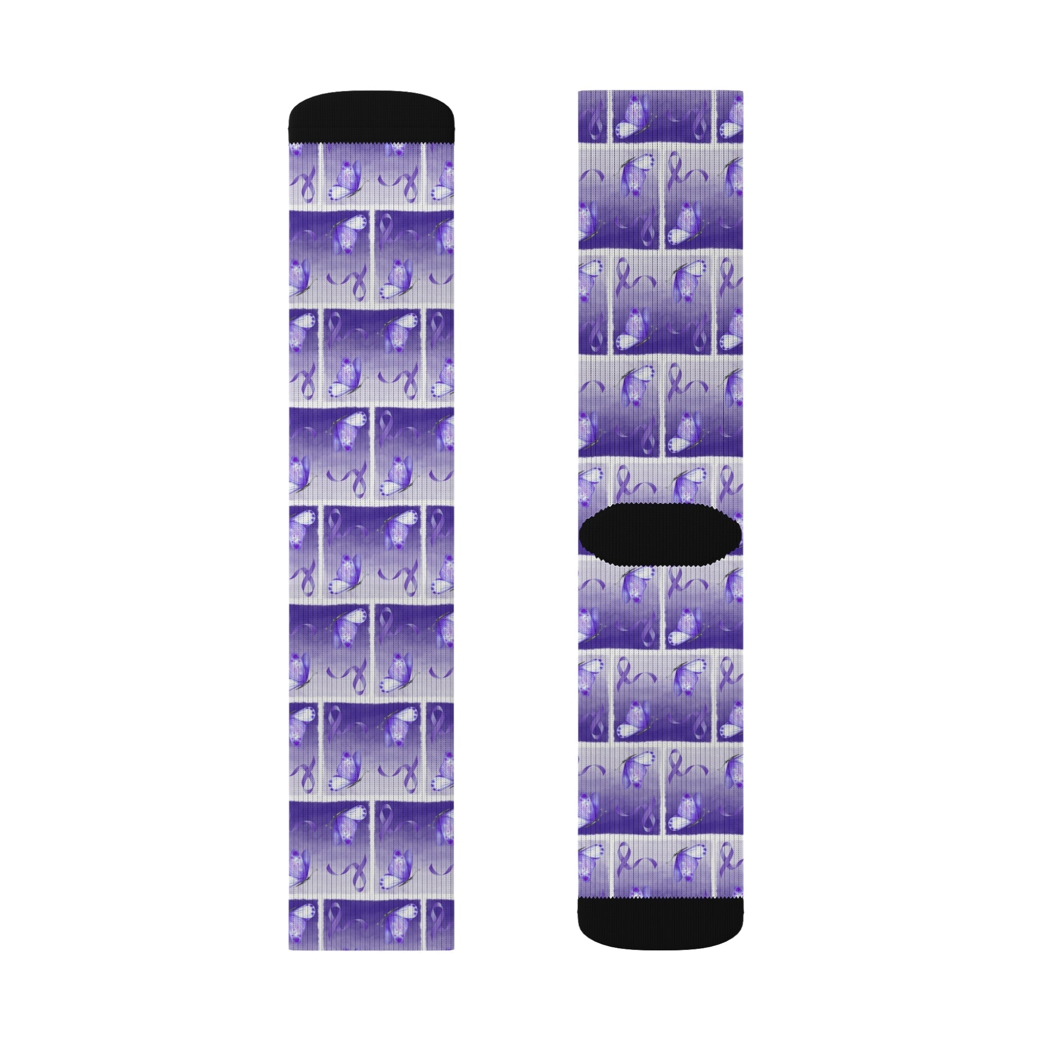 Purple Ribbon Butterfly Epilepsy Awareness Socks