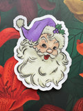 Purple Santa Hat Clear Transparent Vinyl Sticker, 2.4" x 3"