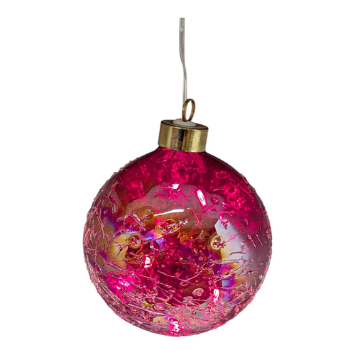 100MM USB Lighted Glass Ball Ornament - Red