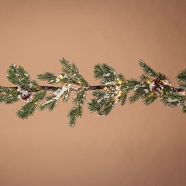 70 Inch Lighted Snowy Pine Garland