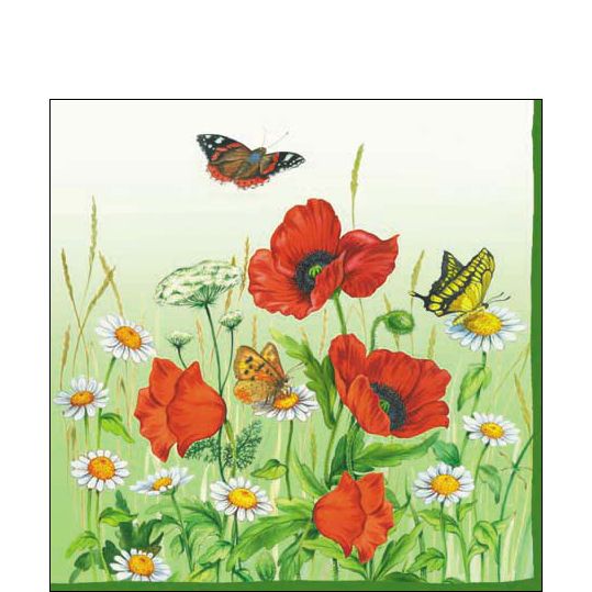 Paper Cocktail Napkin - Poppy - Green