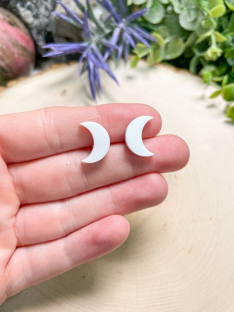 Resin Moon Stud Earrings
