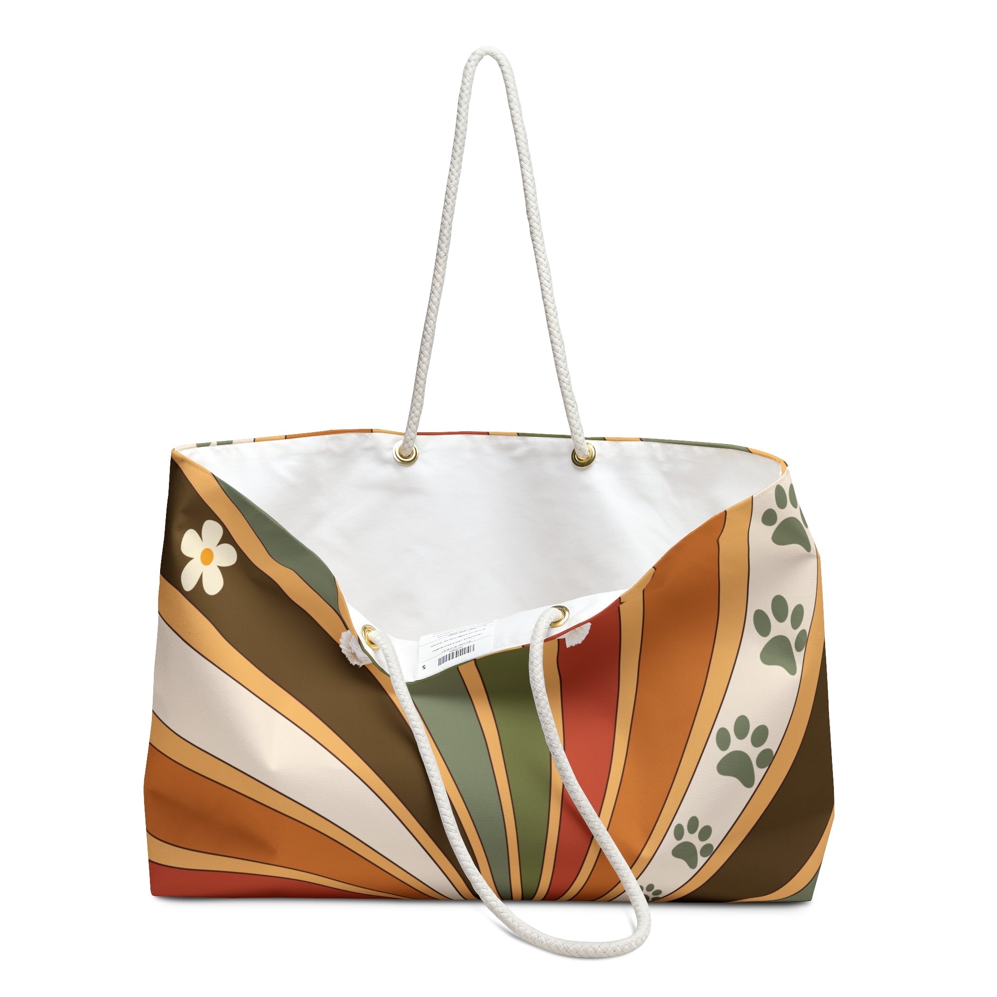 Retro Paw Print Weekender Tote – Vintage Cat & Dog Lover Travel Bag