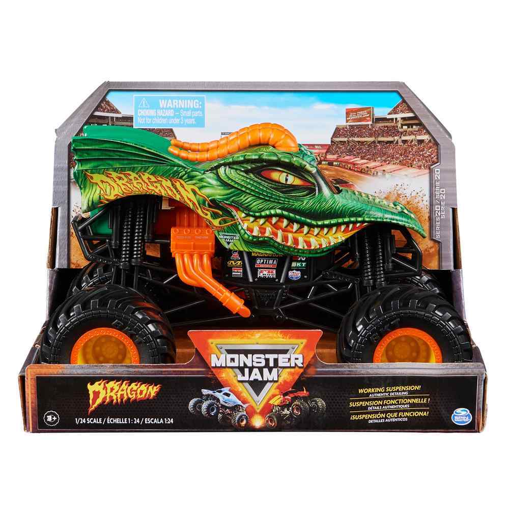 Monster Jam 1:24 Scale Monster Truck - Dragon with Orange Hubs