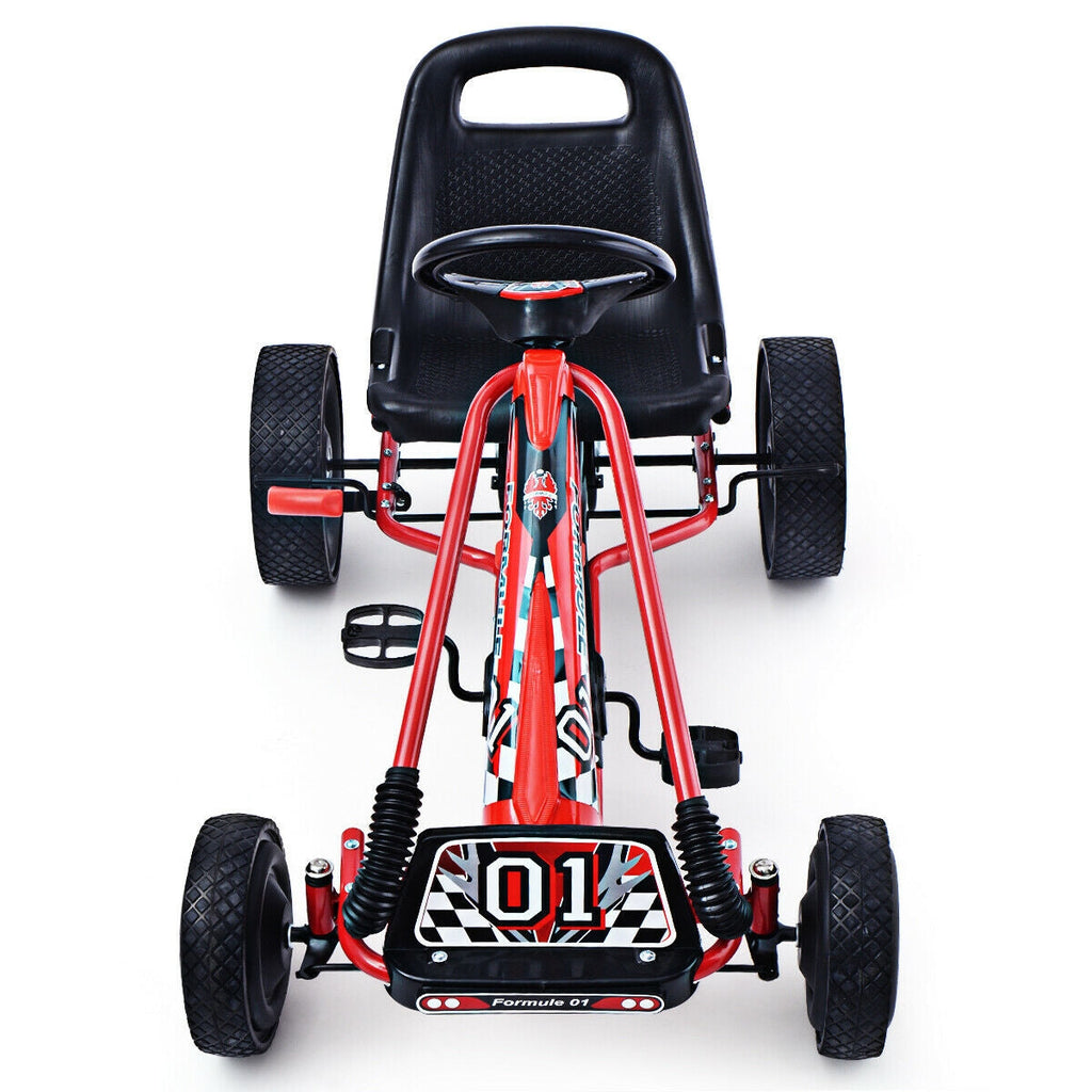 4 Wheels Kids Ride On Pedal Powered Bike Go Kart Racer Car Outdoor Play Toy-Red
