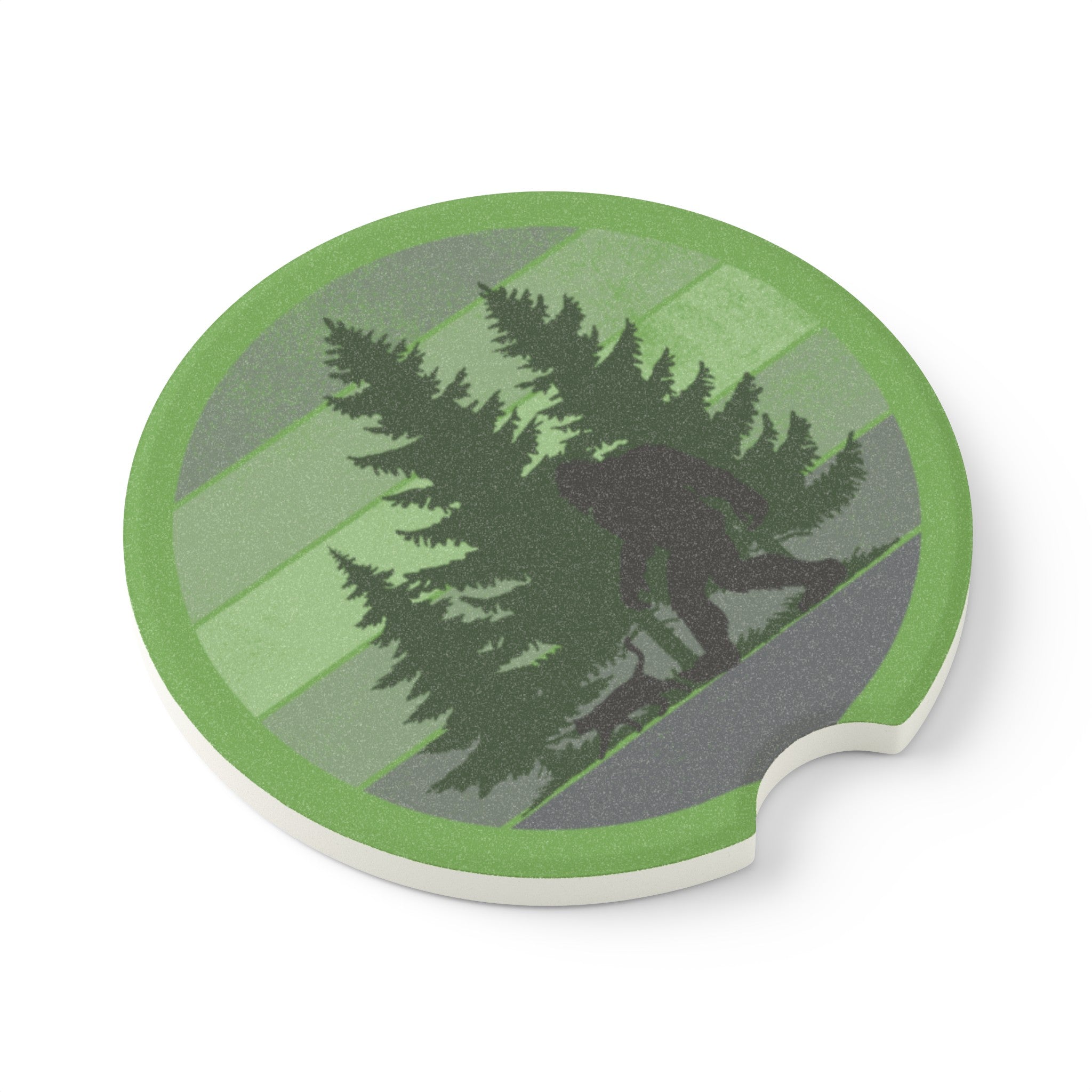 Sasquatch & Cat Car Coaster – Bigfoot Forest Cup Holder Coaster