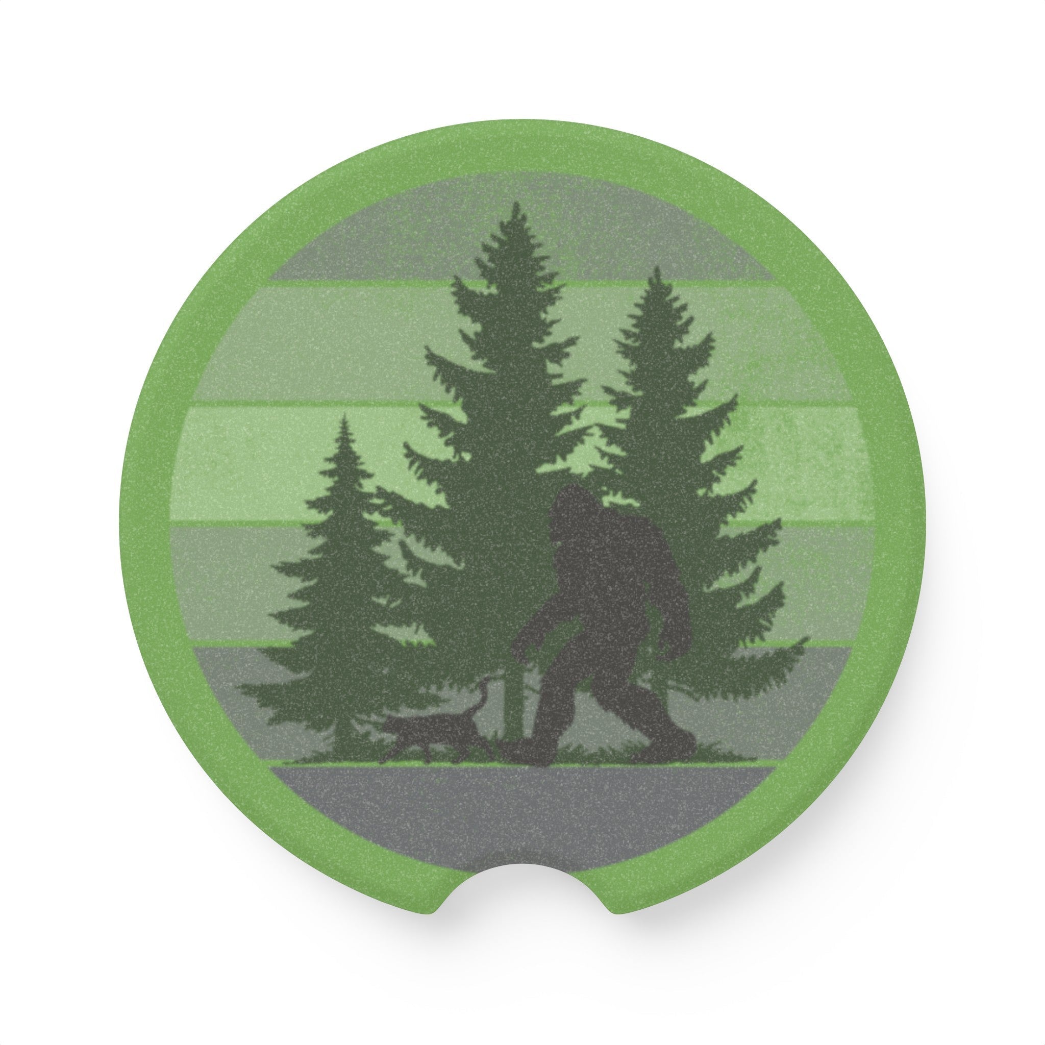 Sasquatch & Cat Car Coaster – Bigfoot Forest Cup Holder Coaster