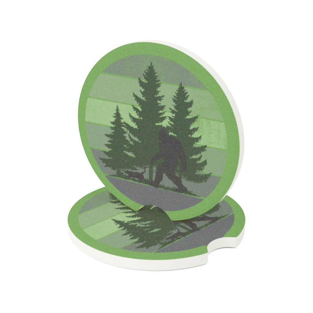 Sasquatch & Cat Car Coaster – Bigfoot Forest Cup Holder Coaster