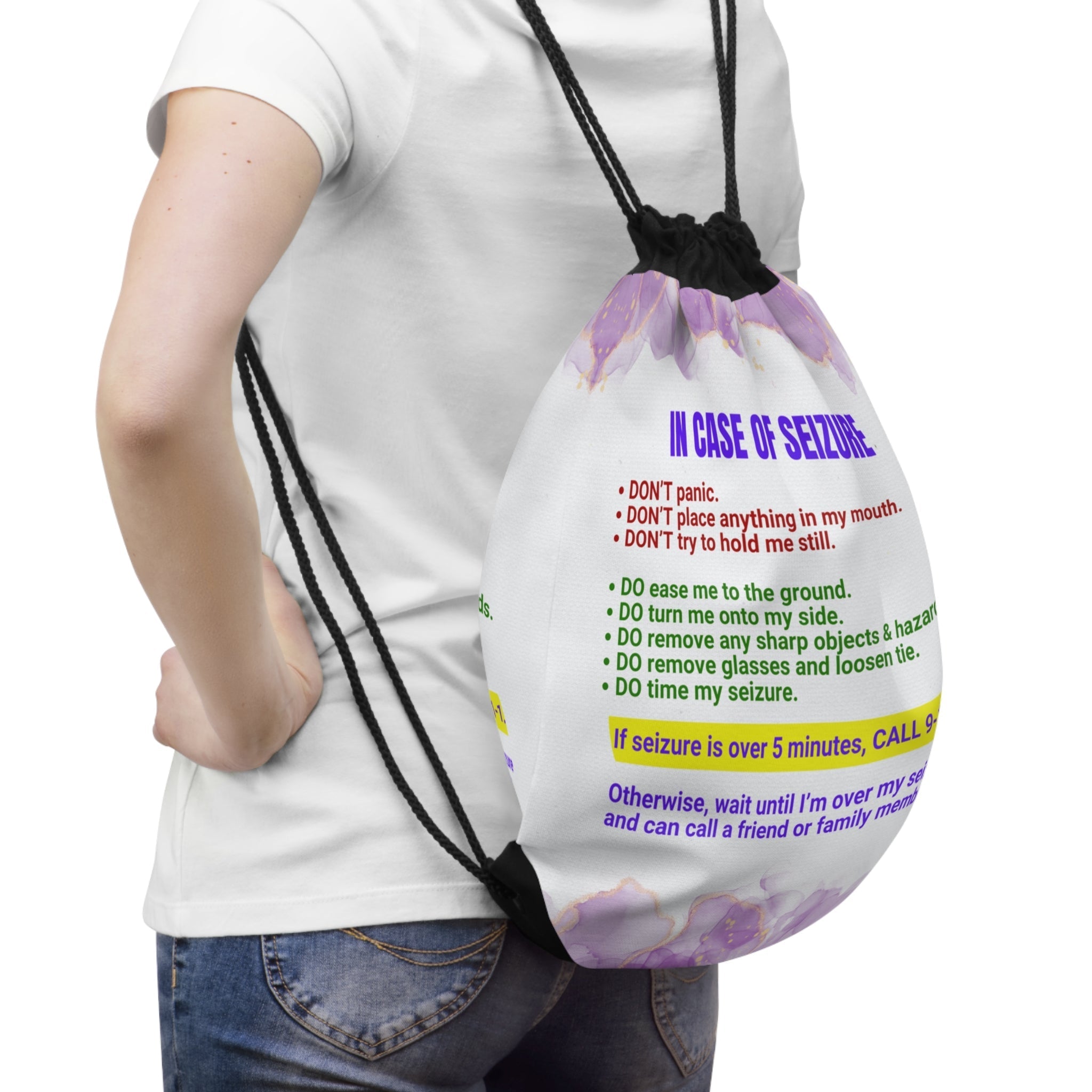 Seizure First Aid Drawstring Bag