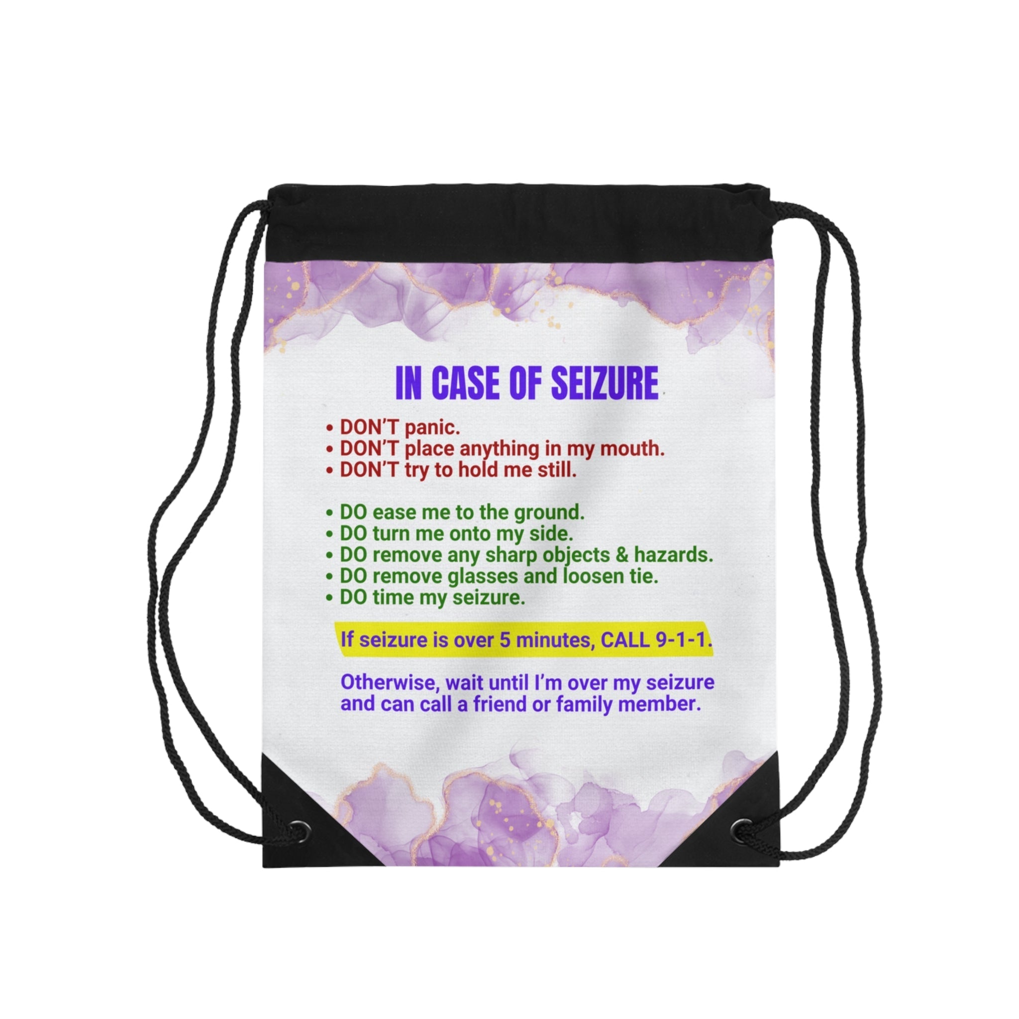 Seizure First Aid Drawstring Bag