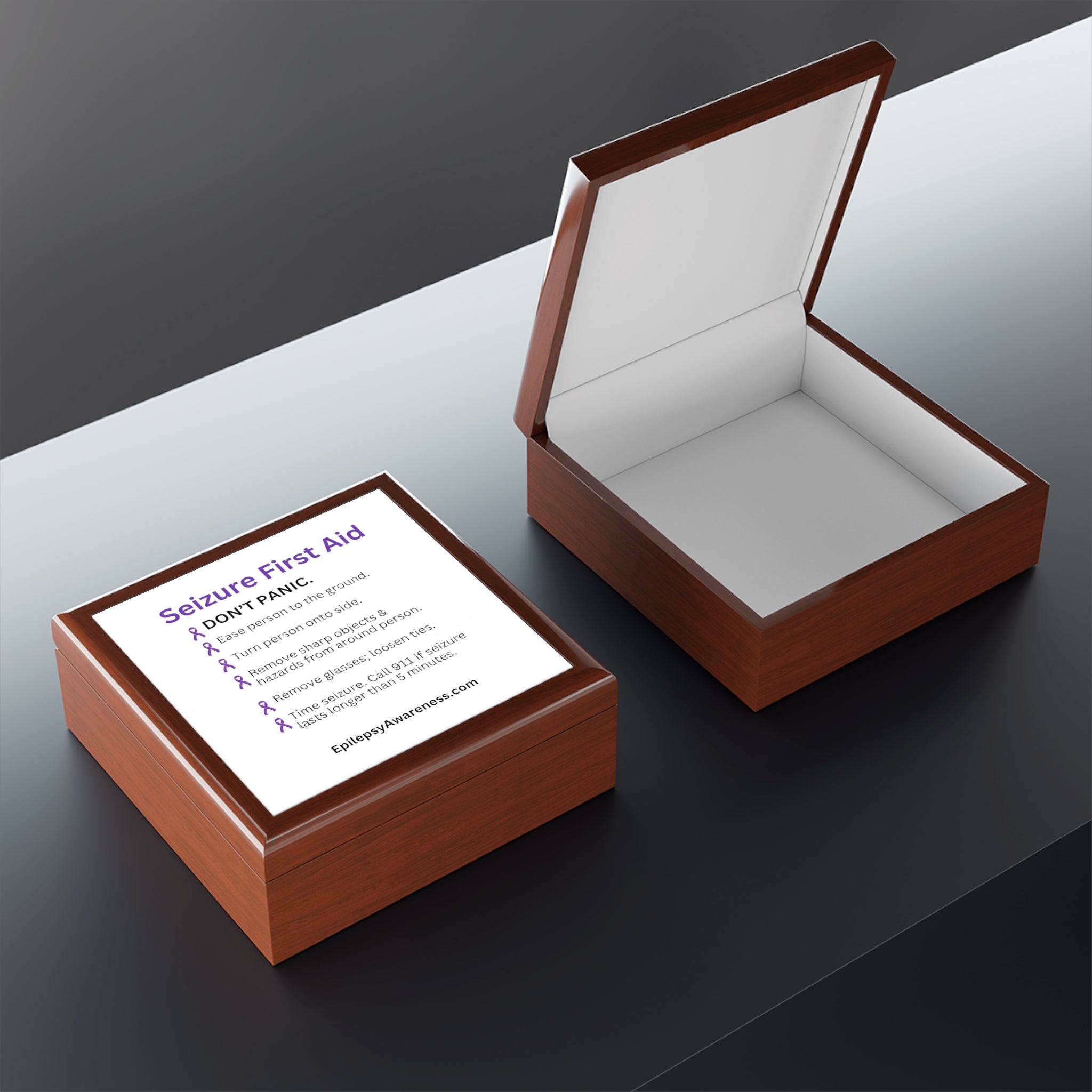 Seizure First Aid Jewelry Box – Epilepsy Awareness Keepsake Box