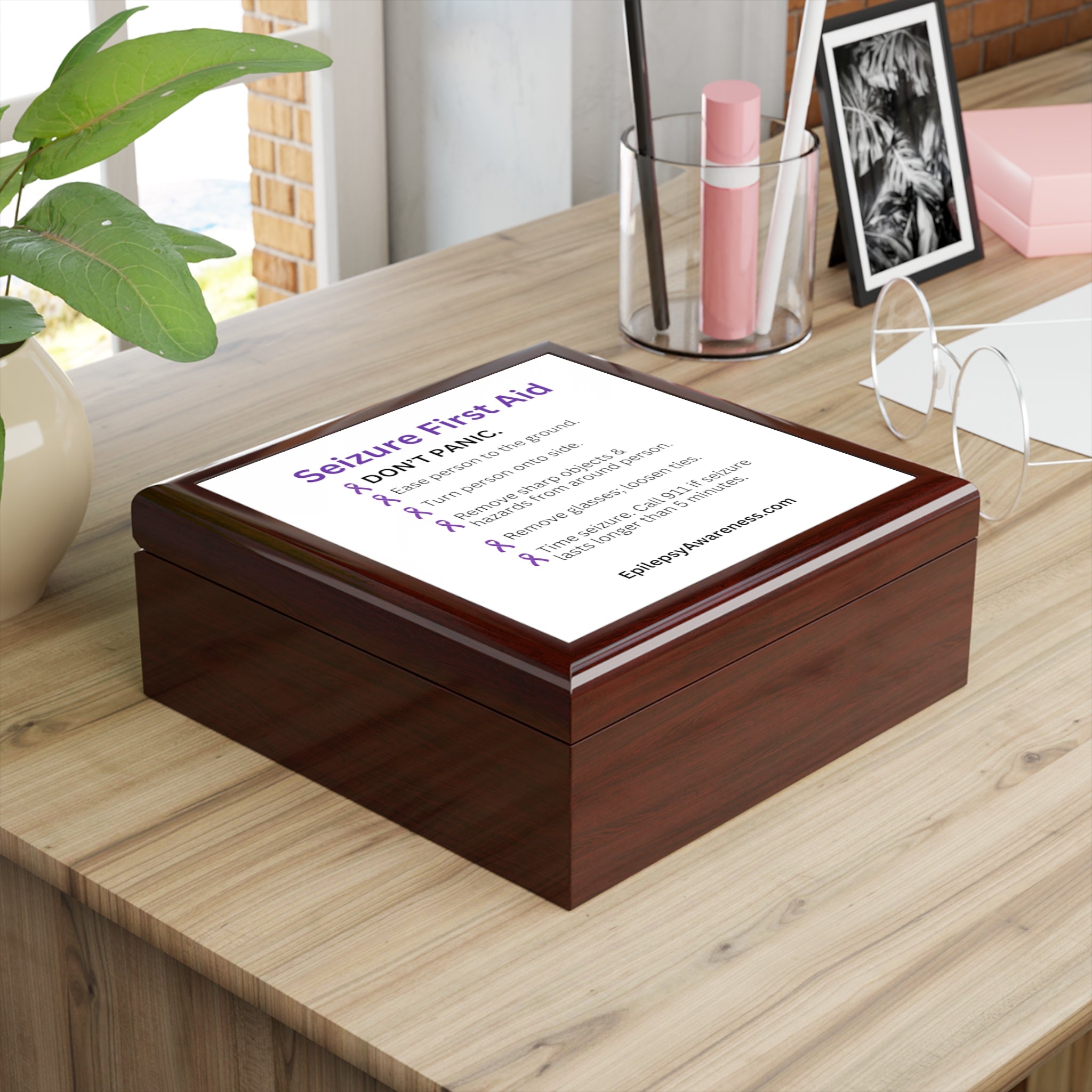Seizure First Aid Jewelry Box – Epilepsy Awareness Keepsake Box