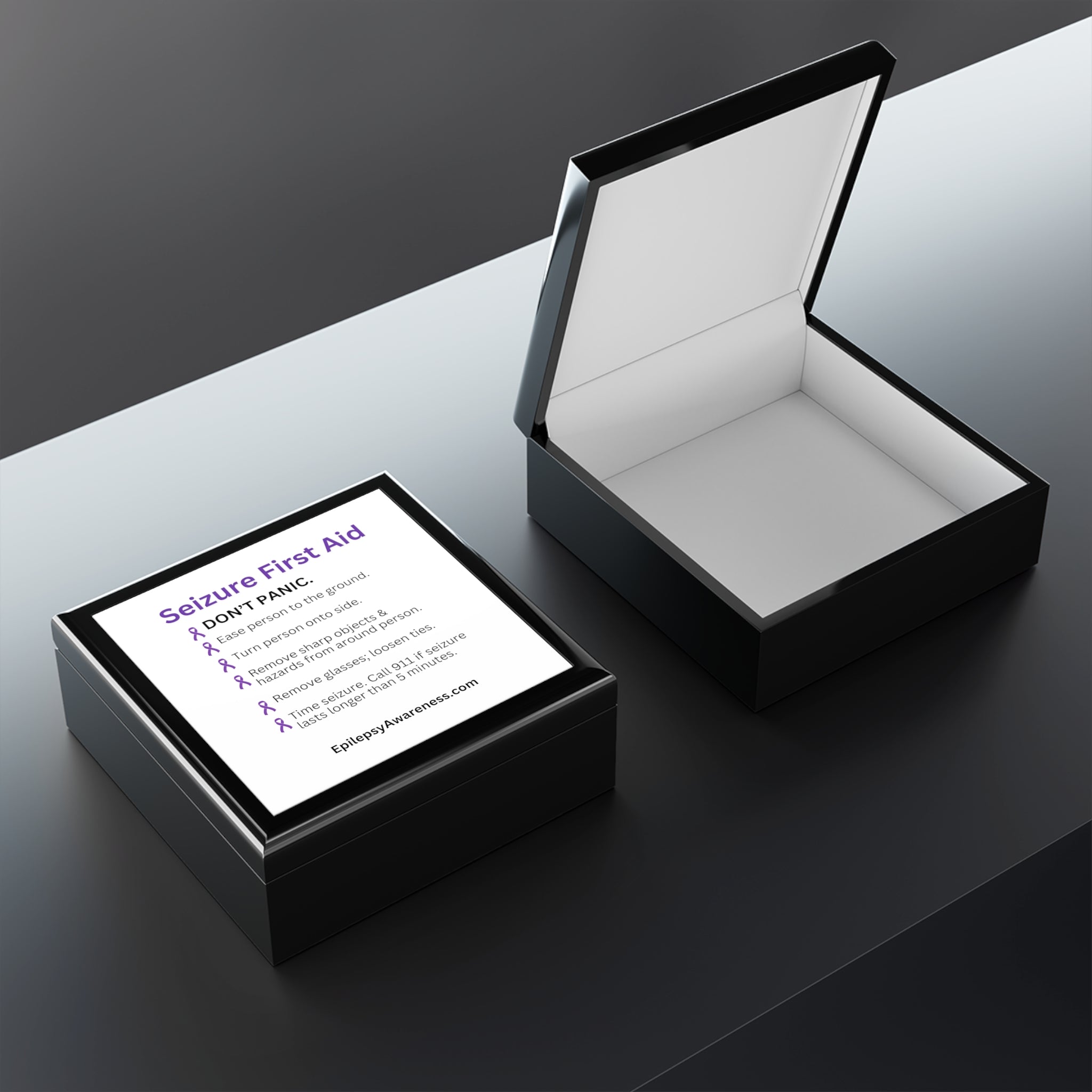 Seizure First Aid Jewelry Box – Epilepsy Awareness Keepsake Box