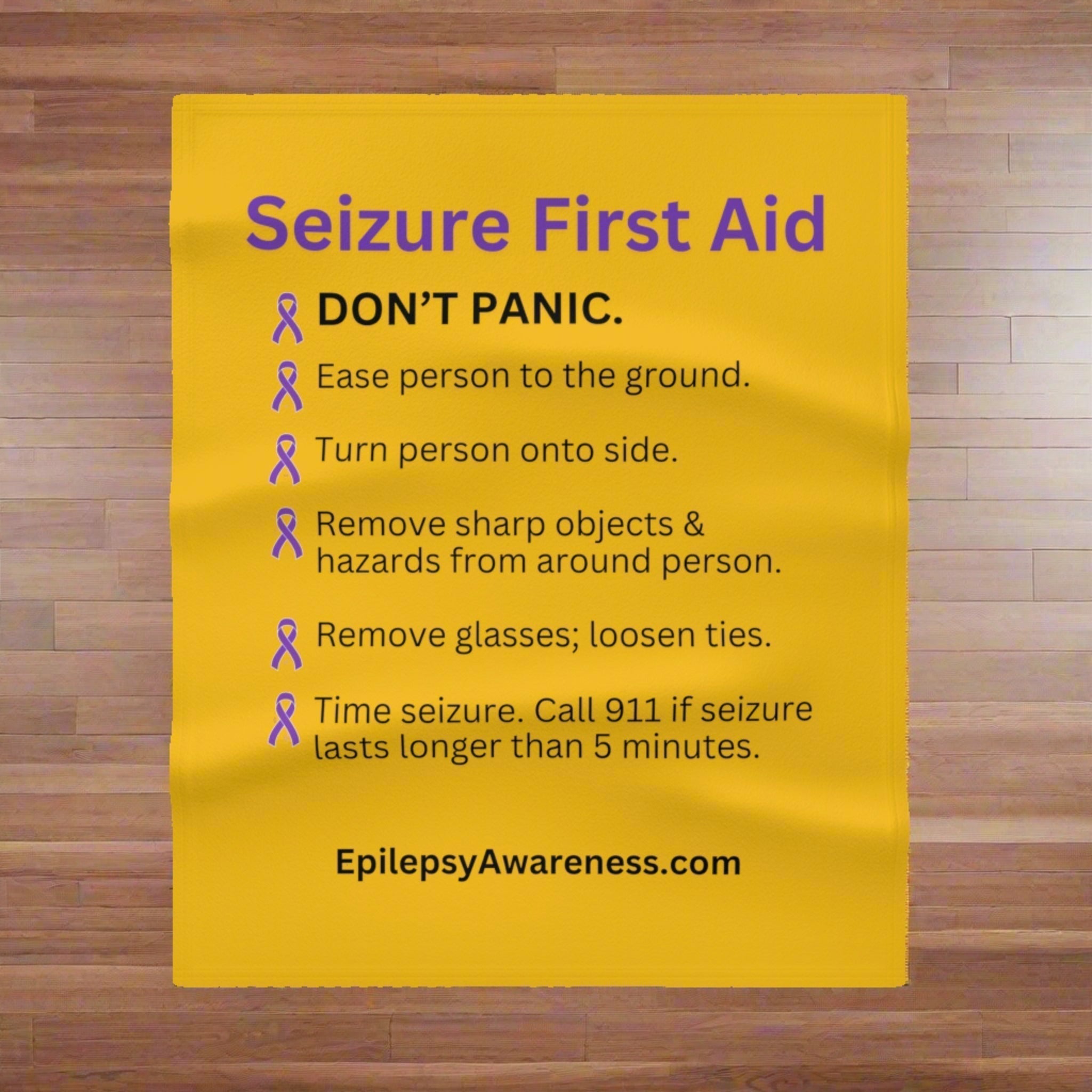 Seizure First Aid Awareness Fleece Blanket – Epilepsy Safety Guide Throw