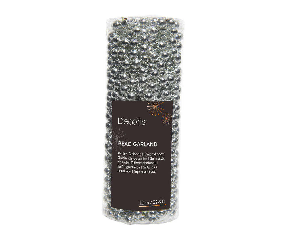 Shiny Bead Garland - Silver - 32.8 Feet Long