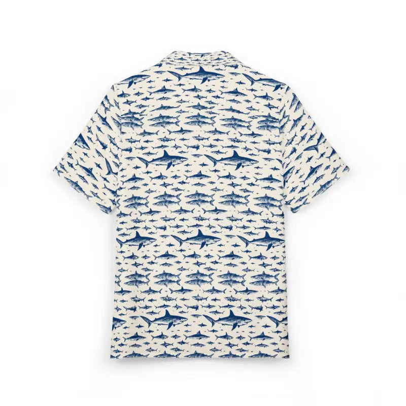 Ocean State Styles Shark Patterned Hawaiian Shirt Beachwear