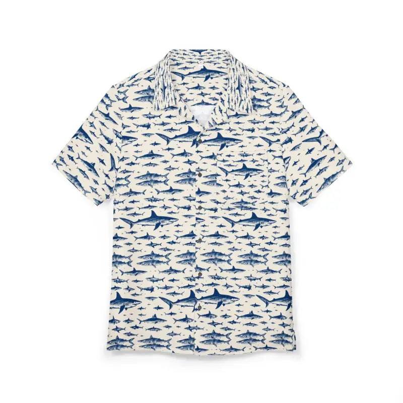 Ocean State Styles Shark Patterned Hawaiian Shirt Beachwear