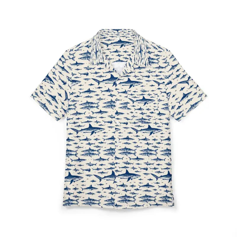 Ocean State Styles Shark Patterned Hawaiian Shirt Beachwear
