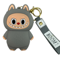 Silicone Labubu Coin Purse Key Chain Pendant (Grizzly Grey Edition)