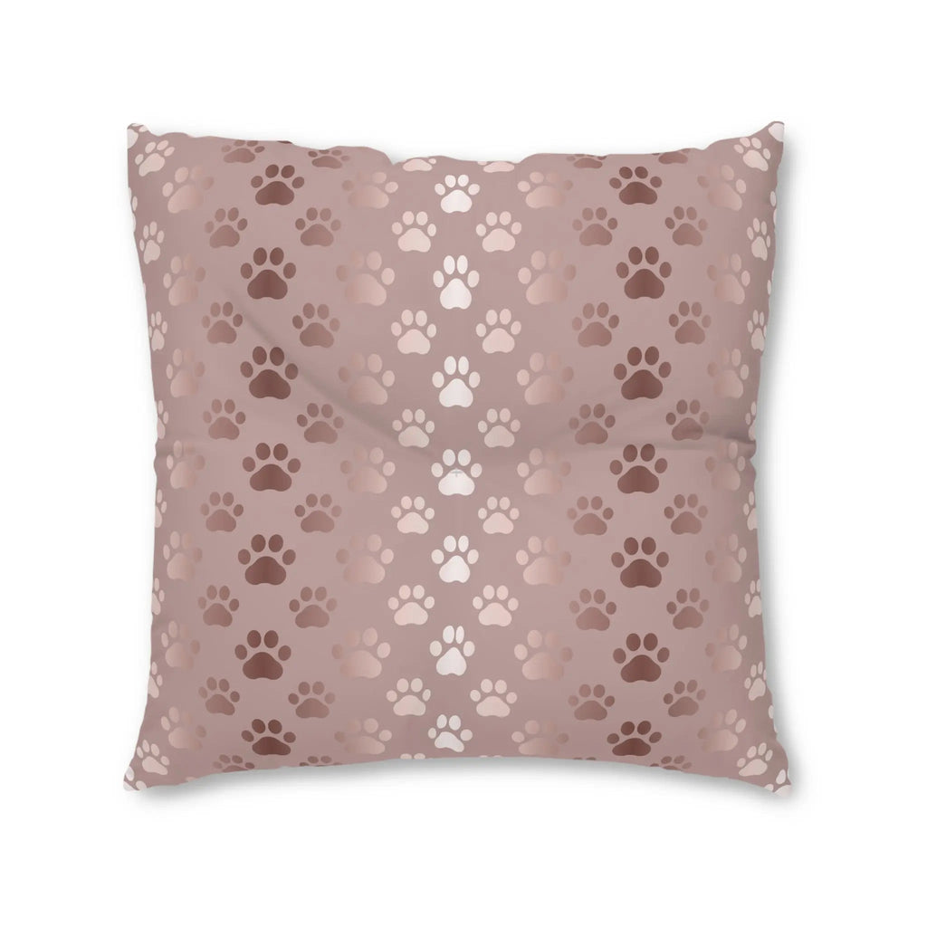 Shimmery Pet Paw Print Tufted Floor Pillow