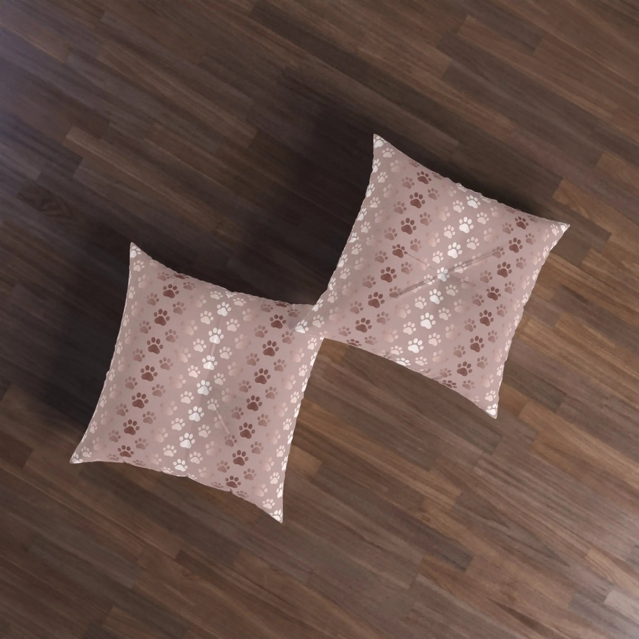 Shimmery Pet Paw Print Tufted Floor Pillow