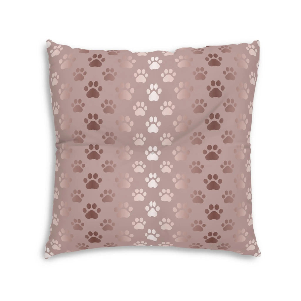 Shimmery Pet Paw Print Tufted Floor Pillow