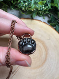 Silver Sheen Obsidian Paw Print Necklace