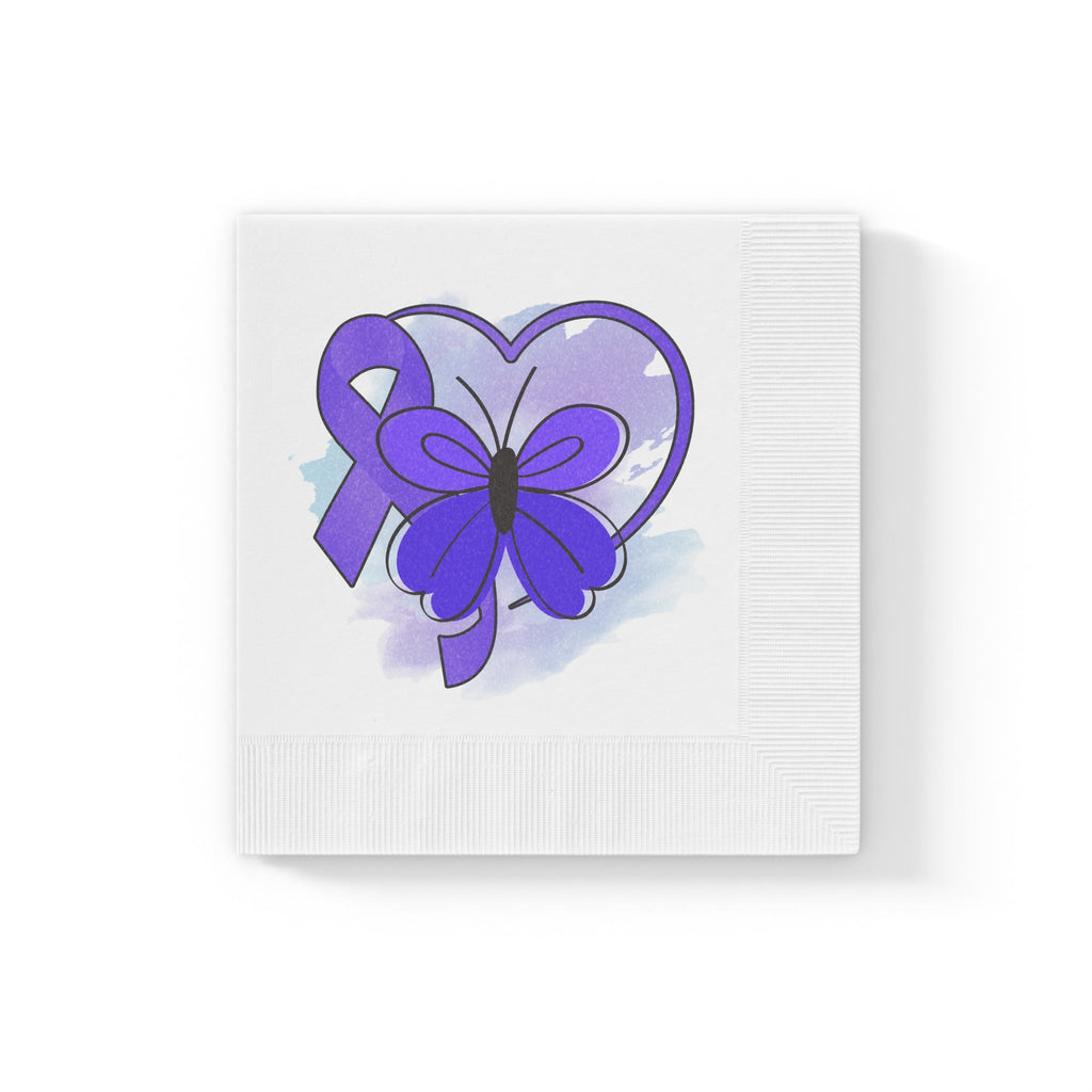 Simple Purple Butterfly Epilepsy Awareness White Coined Napkins