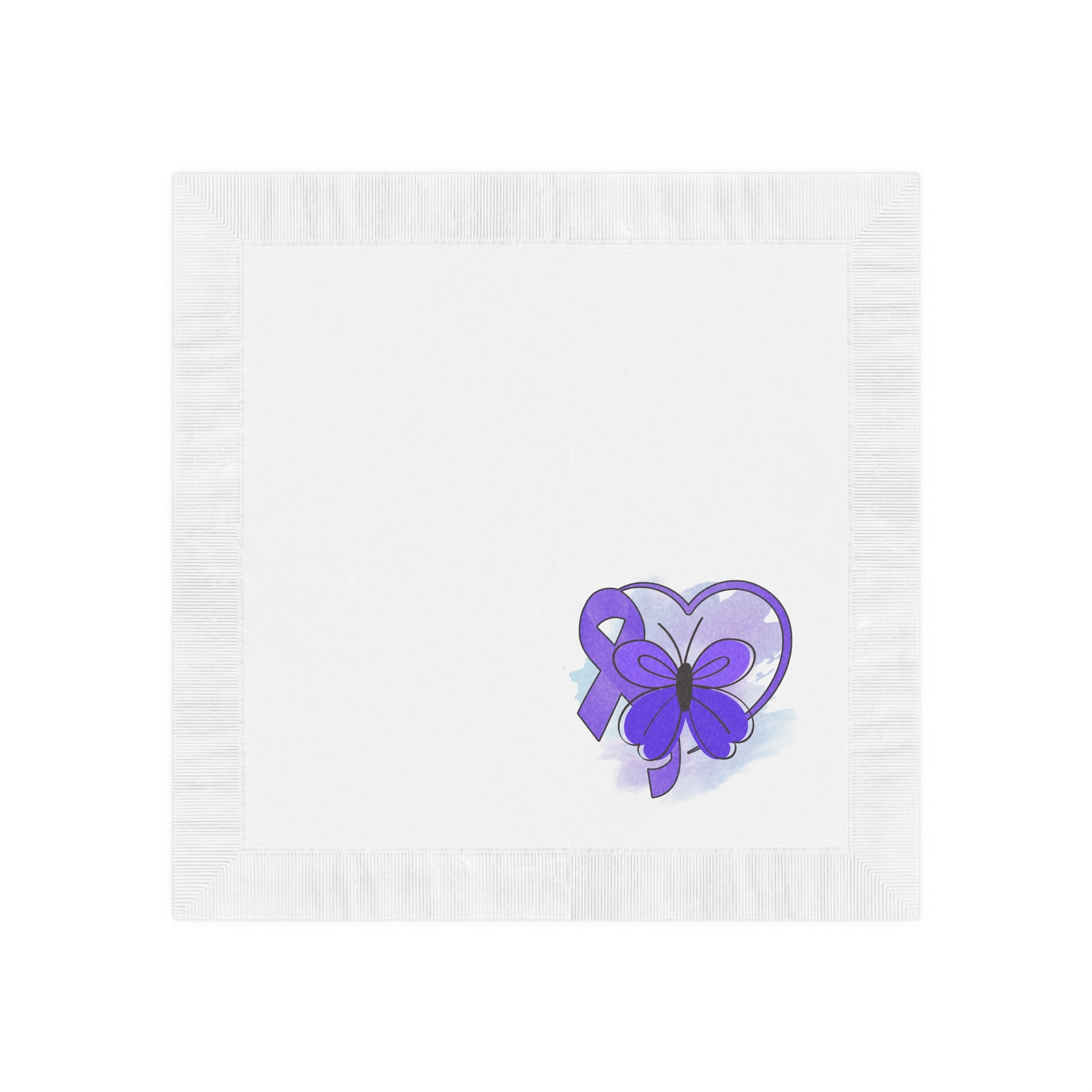 Simple Purple Butterfly Epilepsy Awareness White Coined Napkins
