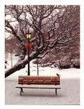 Lighted Canvas Print - Winter Park With Lamp Post And Snow Covered Tree