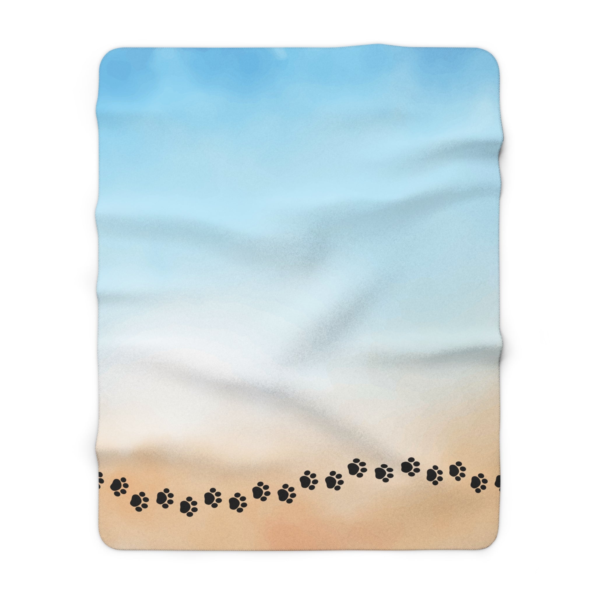 Sky & Sand Paw Print Sherpa Fleece Blanket - Cozy Pet Lover Gift