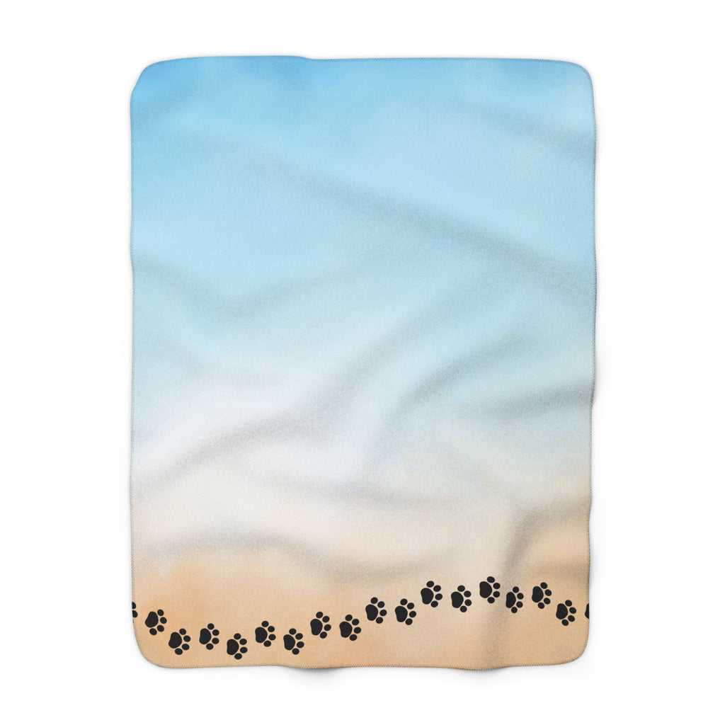Sky & Sand Paw Print Sherpa Fleece Blanket - Cozy Pet Lover Gift