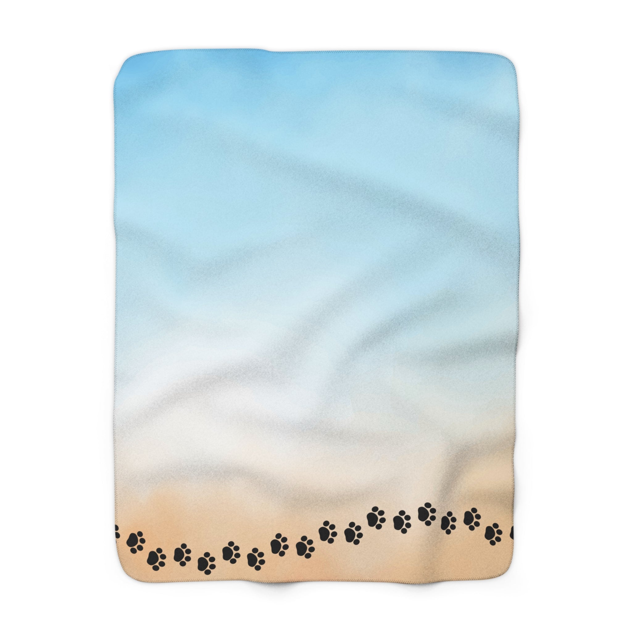 Sky & Sand Paw Print Sherpa Fleece Blanket - Cozy Pet Lover Gift